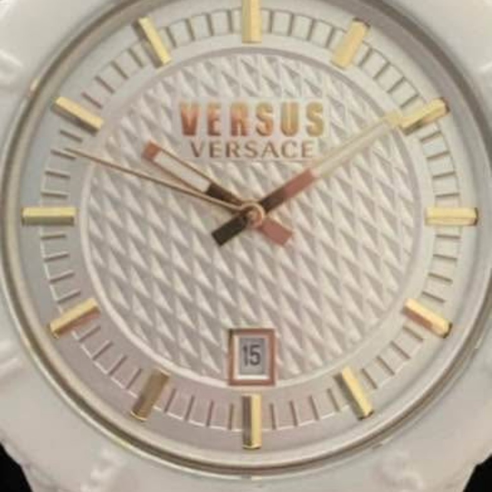Versus Versace White and Gold Watch with Textured Dial